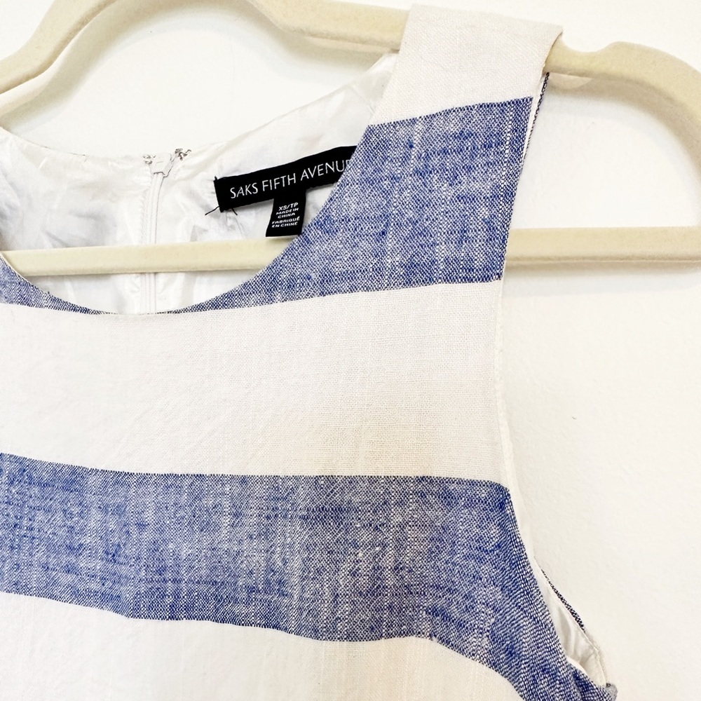 Saks Fifth Avenue Linen Striped Sheath Dress Preppy XS - Picture 8 of 10
